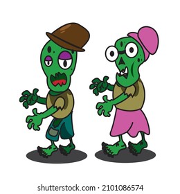 cartoon zombie character illustration. Indonesia, salatiga city 5 january 2022