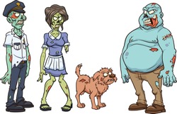 Cartoon Zombie Characters. Vector Clip Art Illustration. Each In A Separate Layer.