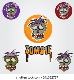 Cartoon Zombie face vector design template