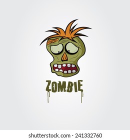 Cartoon Zombie face vector design template