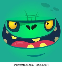 Cartoon zombie face. Vector Halloween monster