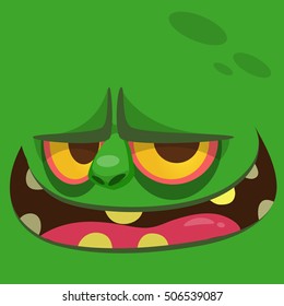 Cartoon zombie face. Vector Halloween monster