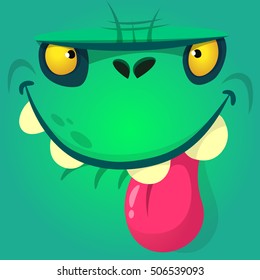Cartoon zombie face. Vector Halloween monster