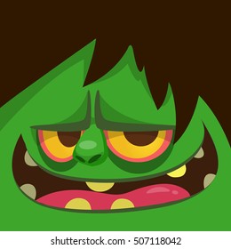 Cartoon zombie face. Vector Halloween monster