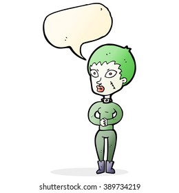 cartoon zombie girl with speech bubble