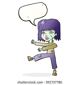 cartoon zombie girl with speech bubble