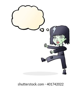cartoon zombie girl with speech bubble