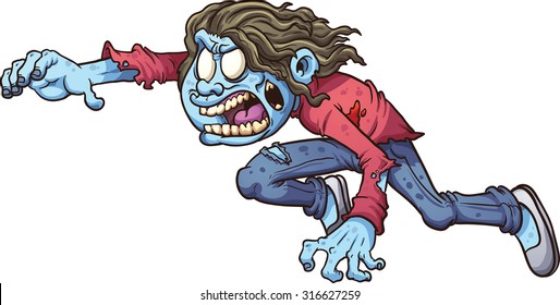 Cartoon zombie girl. Vector clip art illustration with simple gradients. All in a single layer. 