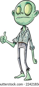 Cartoon zombie giving thumbs up. Isolated