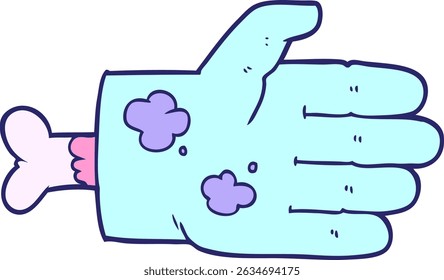 cartoon zombie hand in bright neon colors