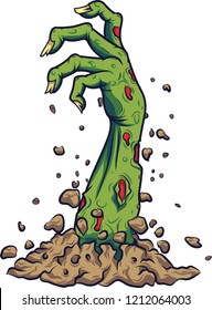 Cartoon zombie hand out of the ground