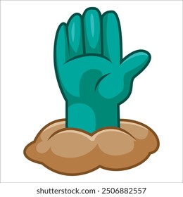 Cartoon zombie hand out of ground