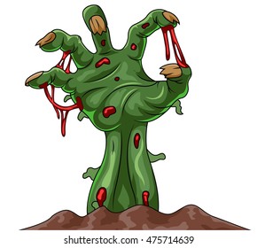 Cartoon zombie hand out of the ground