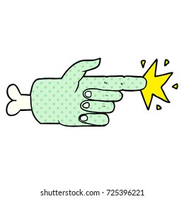 caricatura apuntando con la mano a zombi