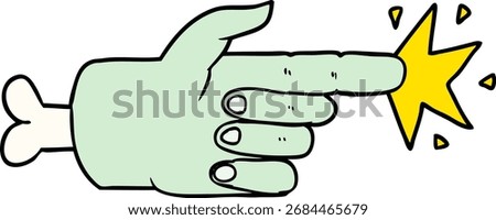 cartoon zombie hand pointing in bright neon color