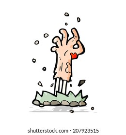 cartoon zombie hand rising from ground