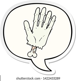 cartoon zombie hand with speech bubble sticker