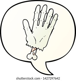 cartoon zombie hand with speech bubble in smooth gradient style