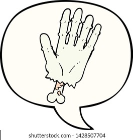 cartoon zombie hand with speech bubble
