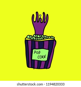 Cartoon zombie hand. Vector clip art illustration .