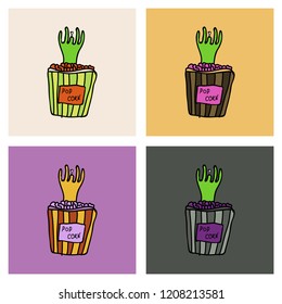Cartoon zombie hand. Vector clip art illustration .