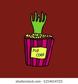 Cartoon zombie hand. Vector clip art illustration .