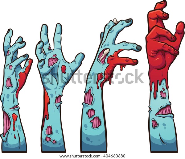 Cartoon zombie hands. Vector\
clip art illustration with simple gradients. Each on a separate\
layer.