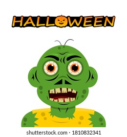Cartoon Zombie. Happy Halloween graphic design. Vector illustration