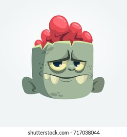 Cartoon zombie head. Halloween vector illustration