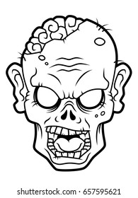 Cartoon Zombie Head Line Art