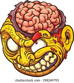 Cartoon zombie head. Vector clip art illustration with simple gradients. All in a single layer