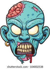Cartoon zombie head. Vector illustration with simple gradients. All in a single layer.