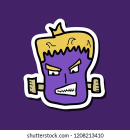 Cartoon zombie head. Vector illustration with gradients.
