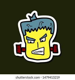 Cartoon zombie head. Vector illustration with gradients.
