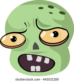 Cartoon zombie head in vector, simple image for logotype