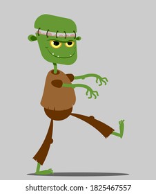 Cartoon zombie with his arms out stretched. Vector illustration for Halloween card, poster and print.