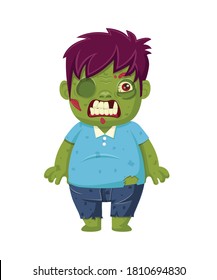 Caricatura zombie aislada en blanco. Día de halloween con personajes zombies. Vector e Illustration art clipart
