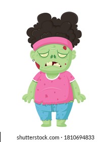 Caricatura zombie aislada en blanco. Día de halloween con personajes zombies. Vector e Illustration art clipart