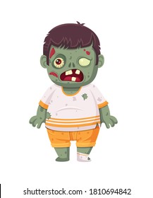 Cartoon Zombie einzeln auf Weiß. Charakter Zombie halloween Tag. Videokarte für Vektorgrafiken und Illustrationen