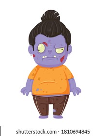 Caricatura zombie aislada en blanco. Día de halloween con personajes zombies. Vector e Illustration art clipart