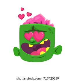 Cartoon zombie in love. Halloween vector illustration. 