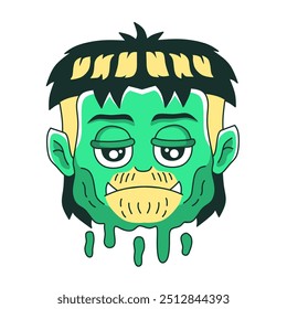 cartoon zombie man in halloween party.vector hand drawn illustration.nice design for sticker and t-shirt