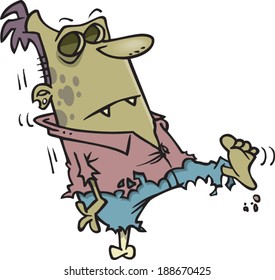 cartoon zombie man walking 