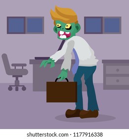 Cartoon zombie office worker  illustration businessman character