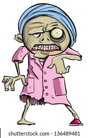 Cartoon zombie old lady