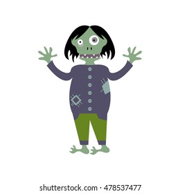 Cartoon zombie on white background vector illustration