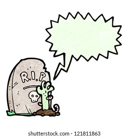 cartoon zombie rising from grave
