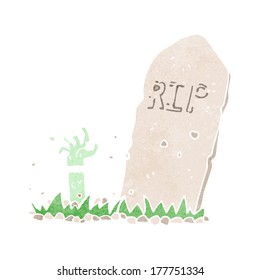 cartoon zombie rising from grave