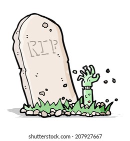 cartoon zombie rising from grave