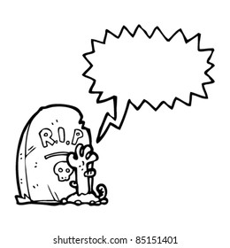 cartoon zombie rising from grave